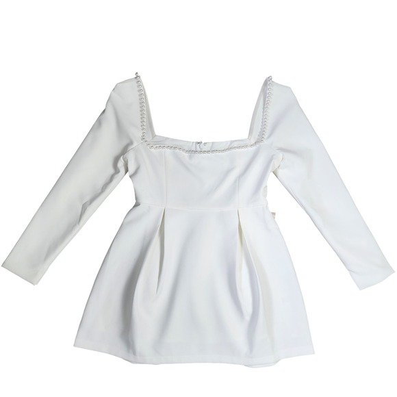 Odd Muse Womens The Ultimate Muse Pearl Dress Size XL White Square Neck Bridal - Picture 2 of 16